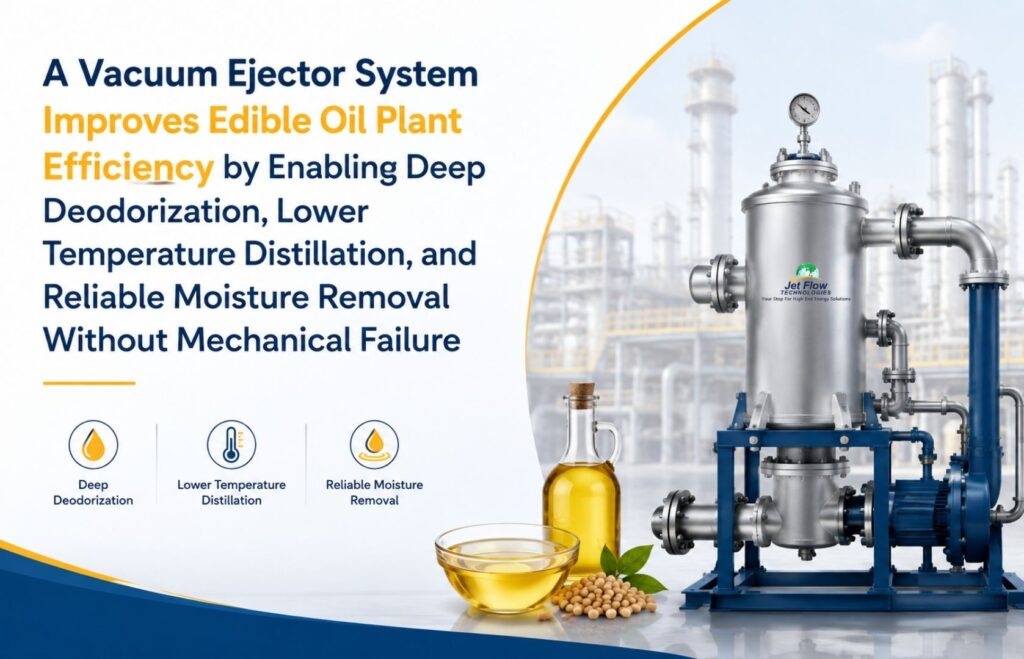 A Vacuum Ejector System Improves Edible Oil Plant Efficiency by Enabling Deep Deodorization, Lower Temperature Distillation, and Reliable Moisture Removal Without Mechanical Failure